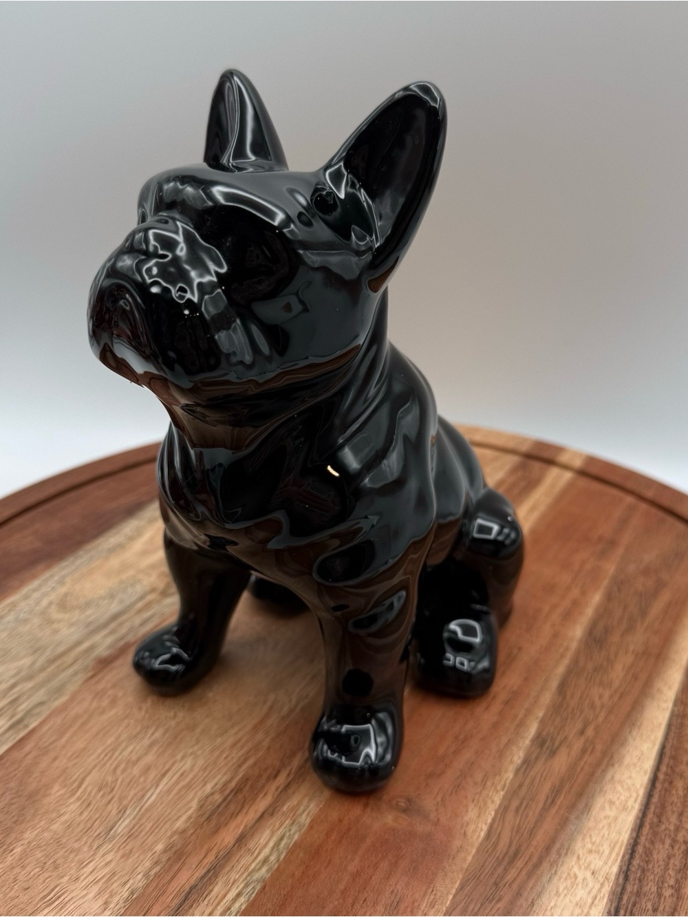 Black French Bulldog Figurine Ceramic Dog Statue